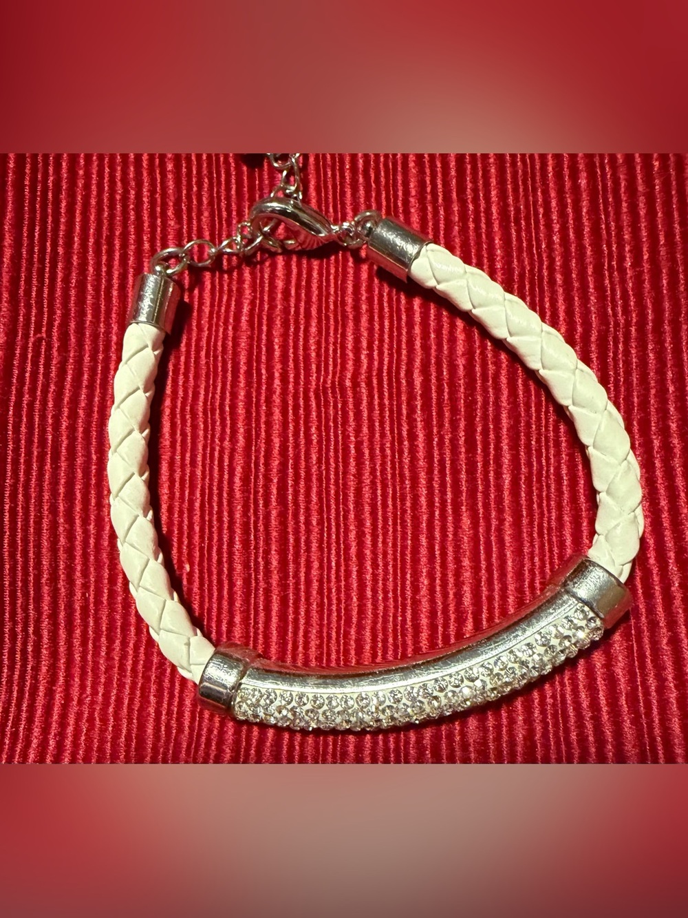 Park Lane White Braided Crystal Bar Bracelet New